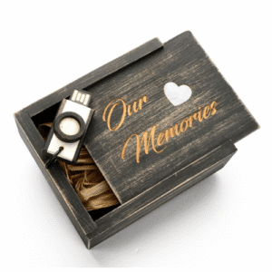 Our Memories - USB Flash Drive Camera Style with Laser Engraved Heart Veneer Box-0