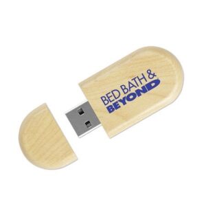 Oval wooden custom USB drive